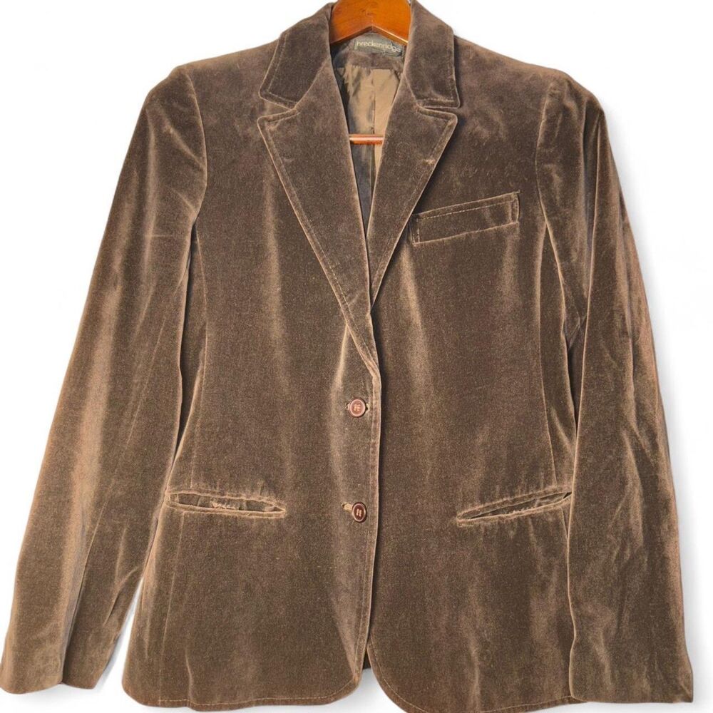 90s Vintage Breckenridge Deep Brown Cotton Velvet Blazer Size 8